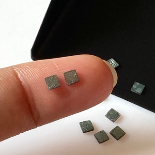 10 Pieces Natural Blue 3mm Square Shaped Laser Cut Diamond Slice, Irradiated Blue Raw Rough Flat Diamond Slice, DDS709/8