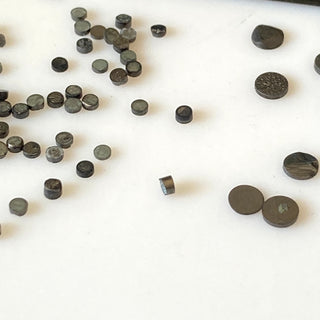 10 Pieces/3mm, 20 Pieces/1.5mm Natural Black Round Laser Cut Diamond Slice, Black Raw Rough Flat Diamond Slice, DDS709/10