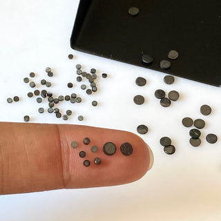 10 Pieces/3mm, 20 Pieces/1.5mm Natural Black Round Laser Cut Diamond Slice, Black Raw Rough Flat Diamond Slice, DDS709/10