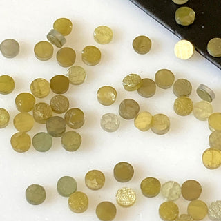 10 Pieces/3mm, 20 Pieces/1.5mm Natural Yellow Round Laser Cut Diamond Slice, Yellow Raw Rough Flat Diamond Slice, DDS709/11