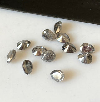 Tiny 4x3mm Salt And Pepper Pear Diamond, Clear White Black Natural Melee Pear Double Cut Accent Diamond For Jewelry, 1pc/6pcs, DDS680/9