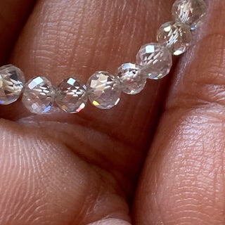 6 Beads 2.8mm To 3mm Rare Natural Clear White Diamond Faceted Rondelle/Round Beads, Clear White diamond Beads, DDS708/1