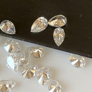 2 Pieces Tiny 3x2mm Clear White GH Color SI1 Quality Full Cut Pear Diamond, Clear White Natural Melee Pear Double Cut Accent Diamond, DDS717