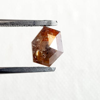 1.78CTW/7.7mm Natural Clear Brown/Red Fancy Shield Hexagon Shaped Rose Cut Loose Diamond, Faceted Double cut Loose Diamond, DDS713/5