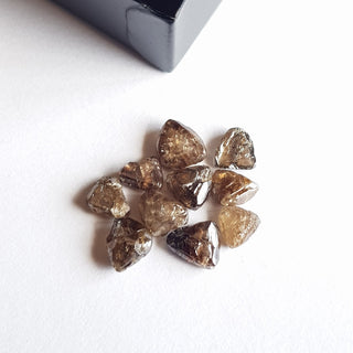 10 Pieces 5mm To 6mm Cognac Brown Natural Diamond Trillions Loose, Sparkly Conflict Free Rough Raw Triangle Diamond Jewelry, DDS719/14