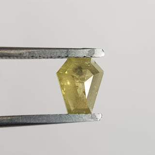 6.9mm/1.05CTW Fancy Shield Shaped Clear Yellow Rose Cut Diamond Loose, Faceted Rose Cut Loose Diamond For Ring, DDS720/3