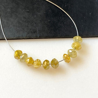 10 Pieces 2.5mm Natural Yellow Diamond Faceted Rondelle Beads, Yellow diamond Beads For Necklace , DDS729/5