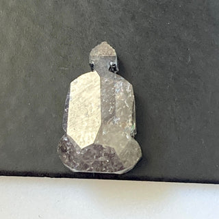 11.3mm Flat Back Laser Cut Rose Cut Great Diamond Buddha, Geometric Grey Salt And Pepper Diamond Buddha For Pendant Ring, DDS729/6