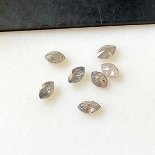 6 Pieces Tiny 3x1.5mm Salt And Pepper Marquise Shaped Rose Cut Loose Diamond, Natural Grey Marquise Accent Diamond For Jewelry, DDS729/9