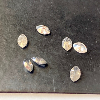 6 Pieces Tiny 3x1.5mm Salt And Pepper Marquise Shaped Rose Cut Loose Diamond, Natural Grey Marquise Accent Diamond For Jewelry, DDS729/9