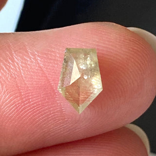 OOAK 0.85CTW/7.4mm Clear Yellow Fancy Shield Shaped Faceted Rose Cut Diamond Loose, Natural Rose cut Loose Diamond For Ring, DDS714/4