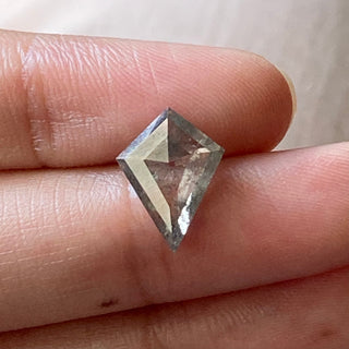 Huge 1.94CTW/13mm Fancy Kite Shaped Clear Grey Salt And Pepper Rose Cut Loose Diamond, Faceted Clear Grey Diamond Loose For Ring, DDS721/2