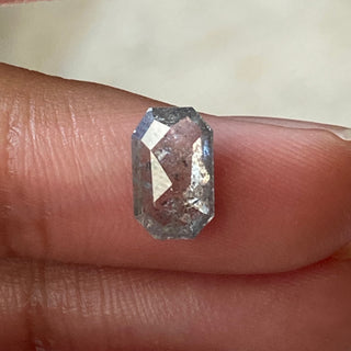 8.7mm/1.29CTW Clear White/Black Emerald cut Salt And Pepper Rose Cut Loose Diamond, Natural Rose Cut Diamond Loose For Ring, DDS721/6