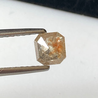 1 Piece 4.7mm/0.48CTW Emerald Cut Clear Peach Grey Rose Cut Diamond Loose, Faceted Peach Grey Rose Cut Loose Diamond For Ring, DDS714/15