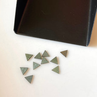 6 Pieces Natural Diamond Slice, 4x4.5mm Laser Cut Triangle Shaped Blue Green Raw Rough Flat Diamond Slices, DDS709/1