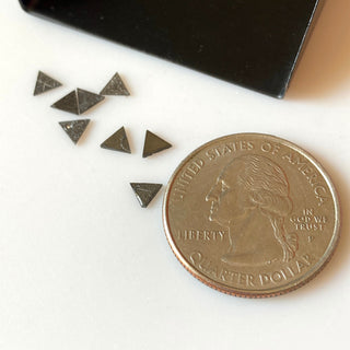 6 Pieces Natural Diamond Slice, 4x4.5mm Triangle Shaped Black Raw Rough Flat Laser Cut Diamond Slice, DDS709/2