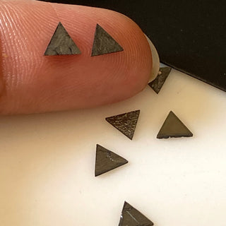 6 Pieces Natural Diamond Slice, 4x4.5mm Triangle Shaped Black Raw Rough Flat Laser Cut Diamond Slice, DDS709/2