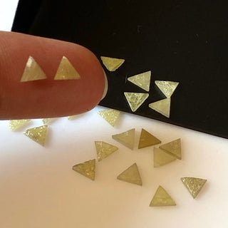 6 Pieces Natural Yellow Diamond Triangle Slice, 4x4.5mm Triangle Shaped Natural Yellow Raw Rough Flat Laser Cut Diamond Slice, DDS709/3