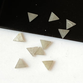 6 Pieces Natural White Diamond Triangle Slice, 4x4.5mm Triangle Shaped Natural White Raw Rough Flat Laser Cut Diamond Slice, DDS709/4