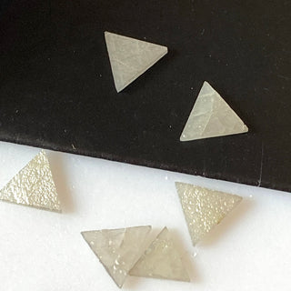 6 Pieces Natural White Diamond Triangle Slice, 4x4.5mm Triangle Shaped Natural White Raw Rough Flat Laser Cut Diamond Slice, DDS709/4