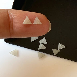 6 Pieces Natural White Diamond Triangle Slice, 4x4.5mm Triangle Shaped Natural White Raw Rough Flat Laser Cut Diamond Slice, DDS709/4