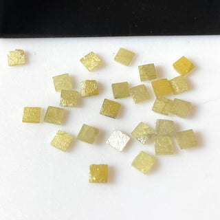 10 Pieces Natural Yellow 3mm Square Shaped Laser Cut Diamond Slice, Yellow Raw Rough Flat Diamond Slice, DDS709/5