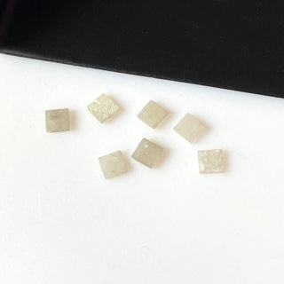 10 Pieces Natural White 3mm Square Shaped Laser Cut Diamond Slice, White Raw Rough Flat Diamond Slice, DDS709/7