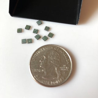 10 Pieces Natural Blue 3mm Square Shaped Laser Cut Diamond Slice, Irradiated Blue Raw Rough Flat Diamond Slice, DDS709/8