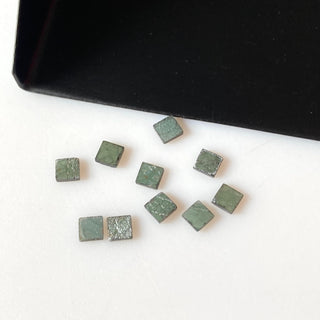 10 Pieces Natural Blue 3mm Square Shaped Laser Cut Diamond Slice, Irradiated Blue Raw Rough Flat Diamond Slice, DDS709/8