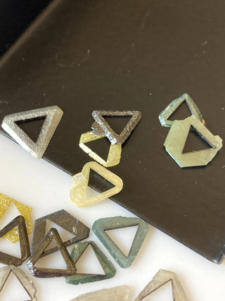 10 Pieces Multi Color 5mm To 8mm Hollow Triangle Cut Triangle Natural Raw Rough Diamond Slice, DDS709/12