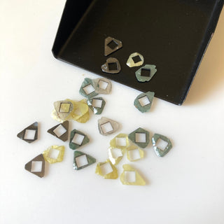 10 Pieces Multi Color 5mm To 8mm Hollow Square Cut Triangle Natural Raw Rough Diamond Slice, DDS709/13