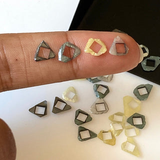 10 Pieces Multi Color 5mm To 8mm Hollow Square Cut Triangle Natural Raw Rough Diamond Slice, DDS709/13