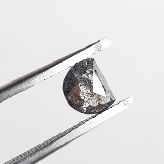6.2mm/0.72CTW Clear Black Half Moon Salt and Pepper Rose Cut Loose Diamond, Faceted Diamond Loose For Ring, DDS726/8