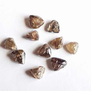 10 Pieces 5mm To 6mm Cognac Brown Natural Diamond Trillions Loose, Sparkly Conflict Free Rough Raw Triangle Diamond Jewelry, DDS719/14
