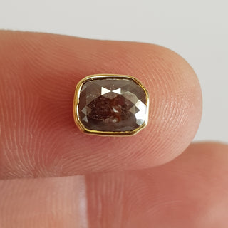 1.25CTW/9.1mm Brown Red Cushion Rose Cut Diamond Bezel Collet Ready To use For Ring Pendant 925 Silver/14K Gold Diamond Collet DDS401/21