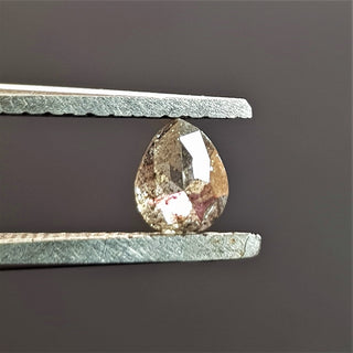 0.36CTW/5mm Natural Clear Grey Pear Shaped Salt And Pepper Faceted Rose Cut Flat Back Diamond Cabochon Loose For Ring, DDS725/2