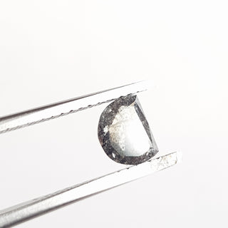 6.2mm/0.72CTW Clear Black Half Moon Salt and Pepper Rose Cut Loose Diamond, Faceted Diamond Loose For Ring, DDS726/8