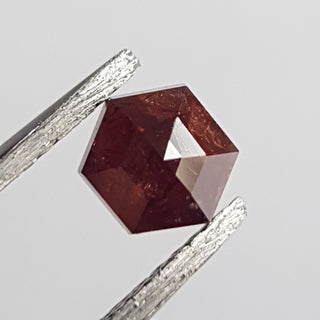 1.37CTW/6.3mm Red Hexagon Shaped Rose Cut Diamond Loose, Faceted Rose Cut Loose Diamond Cabochon For Ring, DDS732/3
