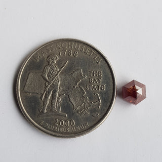 1.37CTW/6.3mm Red Hexagon Shaped Rose Cut Diamond Loose, Faceted Rose Cut Loose Diamond Cabochon For Ring, DDS732/3