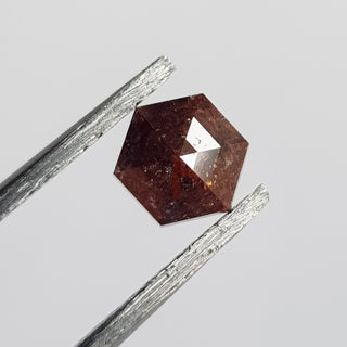 1.31CTW/6.5mm Natural Red Hexagon Shaped Rose Cut Diamond Loose, Faceted Rose Cut Loose Diamond Cabochon For Ring, DDS732/4