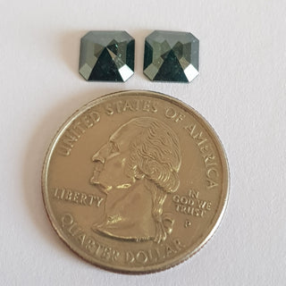 1.50CTW/7.4mm Clear Blue Emerald Cut Rose Cut Diamond Loose, Faceted Flat Back Diamond Cabochon, Sold As 1 Piece/2 Piece, DDS728/8