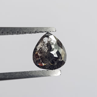 1 Piece 0.96CTW/6.8mm Clear Black Pear Shaped Salt And Pepper Faceted Rose Cut Diamond Loose Cabochon, DDS730/2