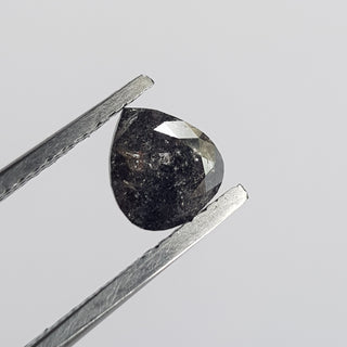 1 Piece 0.96CTW/6.8mm Clear Black Pear Shaped Salt And Pepper Faceted Rose Cut Diamond Loose Cabochon, DDS730/2