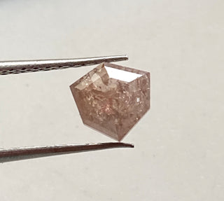 0.70CTW/6.2mm Natural Clear Pink Peach Fancy Shield Shaped Rose Cut Loose Diamond, Faceted Rose Cut Pink Diamond Loose for Ring, DDS727/4