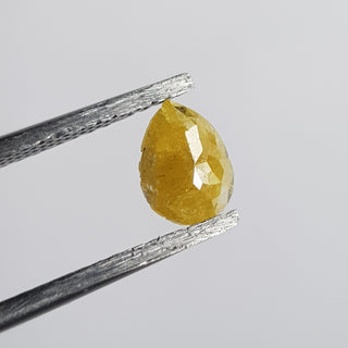 0.56CTW/6.6mm Natural Yellow Pear Shaped Faceted Rose Cut Diamond Loose, Natural Flat Back Rose Cut Loose Diamond For Ring, DDS733/16