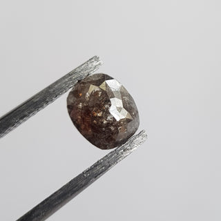 0.70CTW/6mm Clear Grey/Brown Cushion Shaped Salt And Pepper Faceted Rose Cut Diamond, Natural Rose Cut Loose Diamond For Ring, DDS734/7