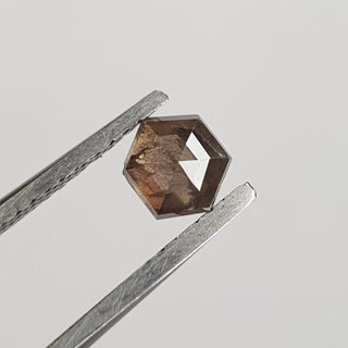 0.67CTW/5.6mm Clear Brown Hexagon Shield Shaped Rose Cut Diamond Loose, Faceted Flat Back Diamond Cabochon For Ring, DDS734/14