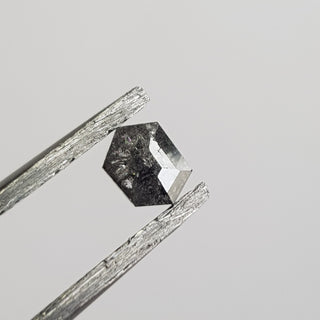 0.23CTW/4.5mm Clear Black Long Hexagon Shield Shape Salt And Pepper Rose Cut Diamond, Faceted Rose Cut Flat Back Diamond For Ring, DDS734/19