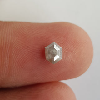 0.50CTW/5.9mm Clear Grey White Hexagon Shield Shaped Rose Cut Diamond Loose, Faceted Flat Back Diamond Cabochon For Ring, DDS734/34