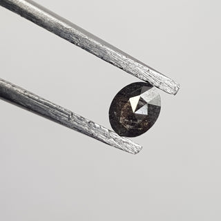 4.4mm/0.22CTW Clear Black Oval Shaped Salt And Pepper Rose Cut Natural Diamond Loose, Faceted Rose Cut Loose Diamond For Ring, DDS734/37